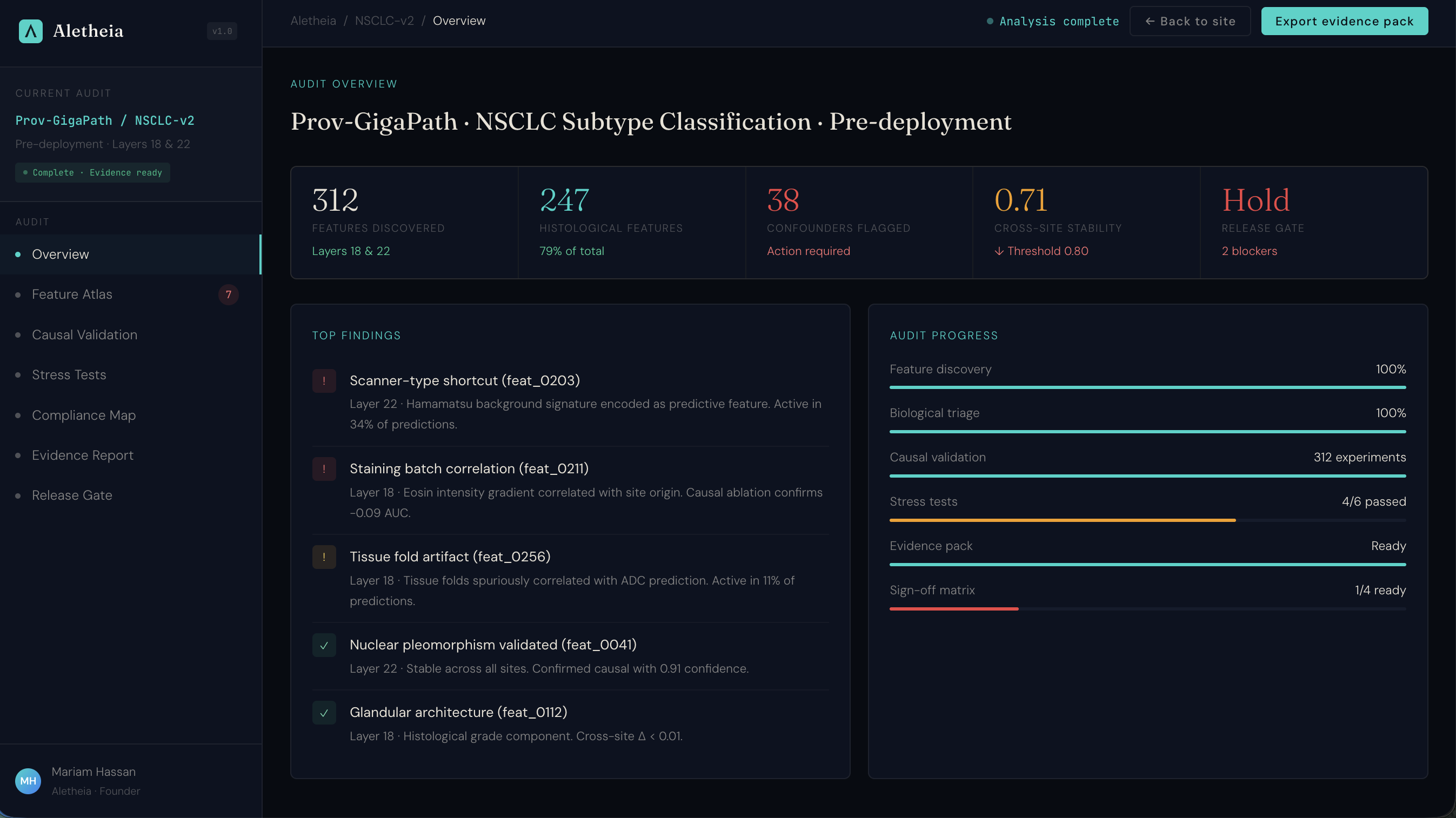 Aletheia product prototype - audit overview